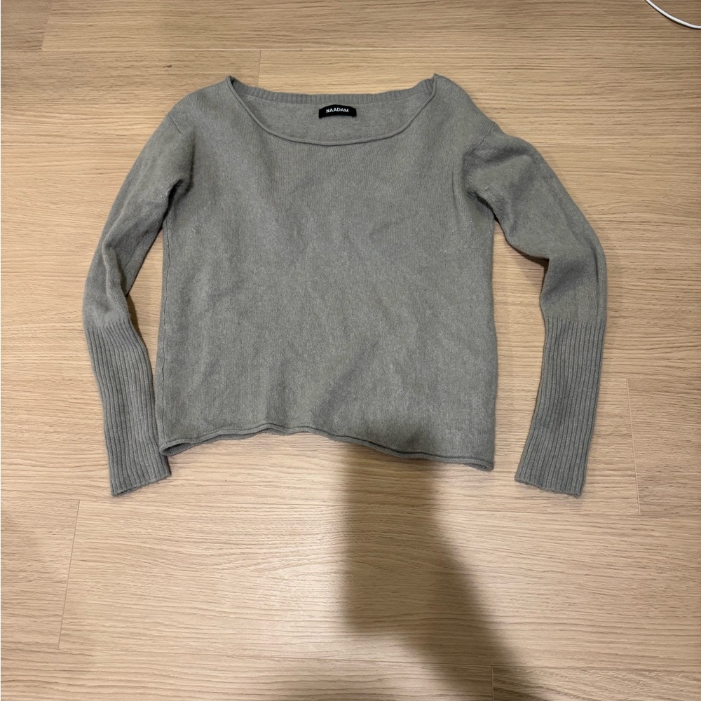 NAADAM Off-the-Shoulder Green Sweater - Picture 2 of 7